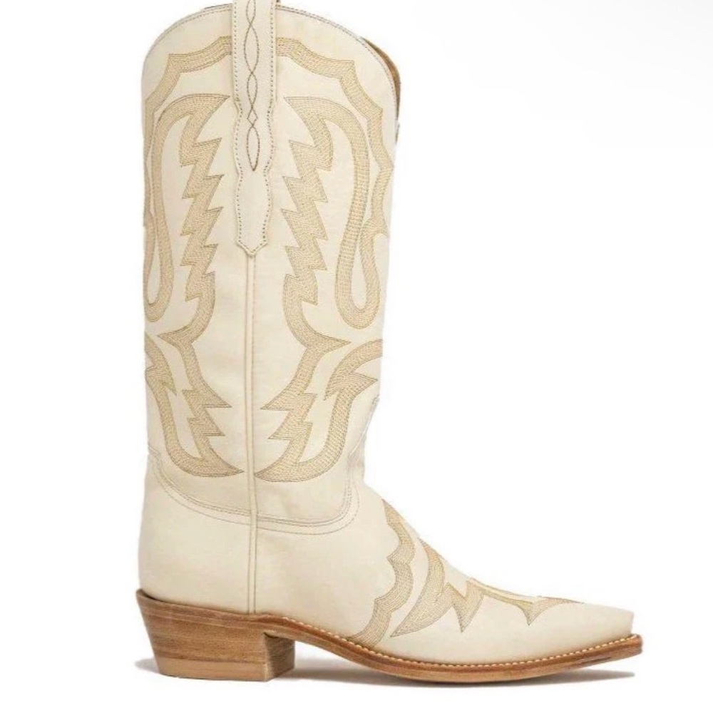 Lucchese Ivory Heeled Cowboy Boots - Picture 3 of 12